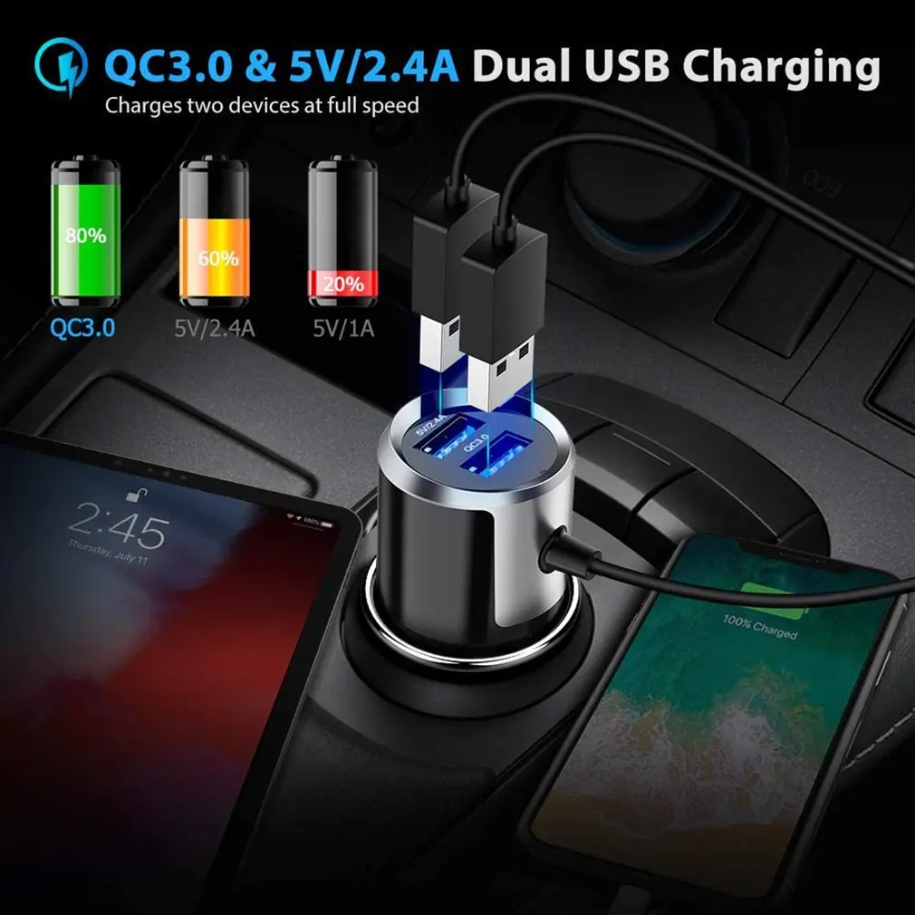 

Wireless 5.0 Colorful Atmosphere Light QC3.0 Smart Fast Charging Car Wireless Mp3 With Automatic Power-off Memory Function