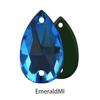 Emerald MI Сияющие мерцающие мокко флуоресцентные капли слеза стекло пришивные стразы с плоской задней частью Стразы хрустальные пуговицы для шитья одежды ремесла - Цвет: Emerald MI