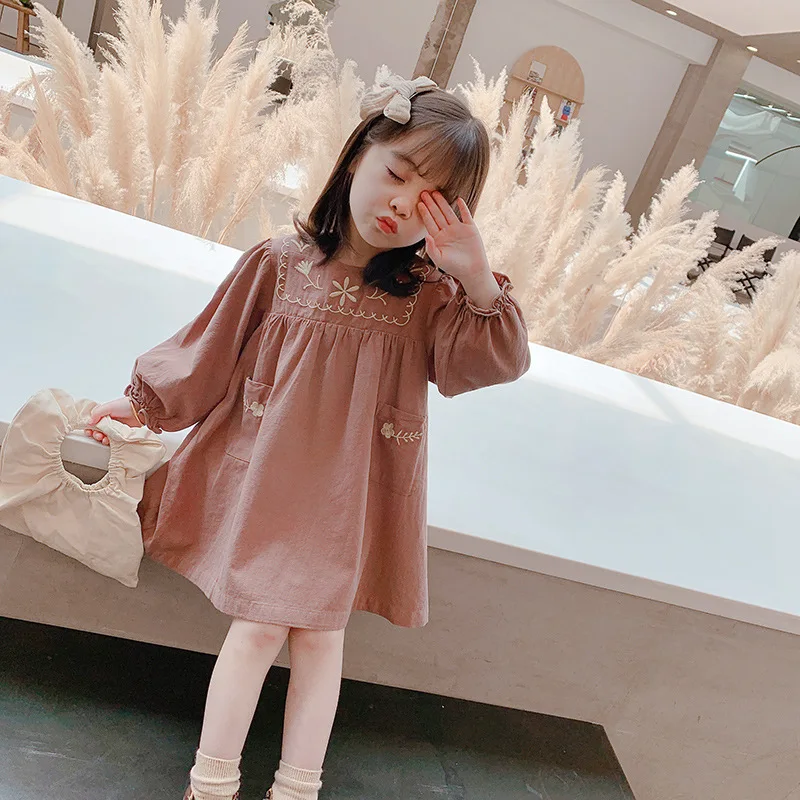 

ZWY441 Long Sleeve Girl Dress with Applique Striped Cotton Princess Dress Sequined Kids Dresses for Girls Clothes Baby Vestidos