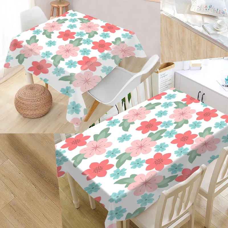 

Custom Simple Flower Pattern Table Cloth Oxford Fabric Rectangular Waterproof Oilproof Table Cover Family Party Tablecloth