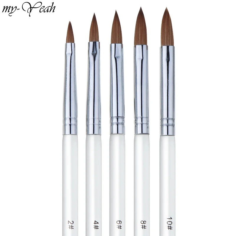 5 Styles Nail Art Transparent Handle Liquid Powder Carving Painting Kolinsky Brush UV Gel Extension Builder Drawing Pen | Красота и