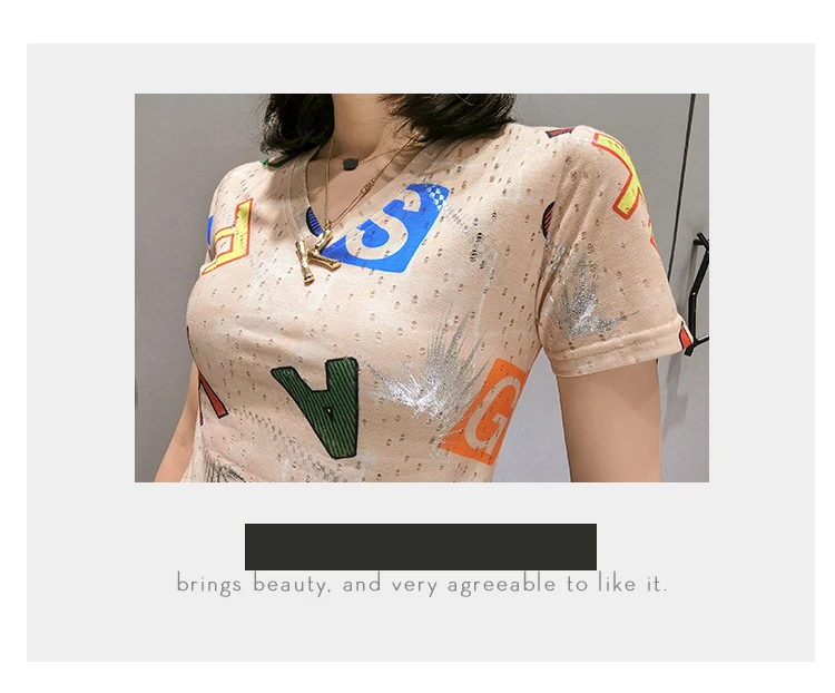 

Letter Girls Tee Summer Women Casual Cotton V Neck Printed Short Sleeve Tops Female Tshirt 2020 New Fashion S-3XL T05230B