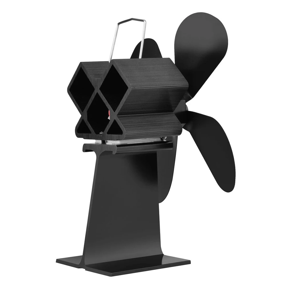 

4 Blades Home Fireplace Fan Efficient Heat Distribution Heat Powered Wood Burner Eco Fan Black Stove Fan