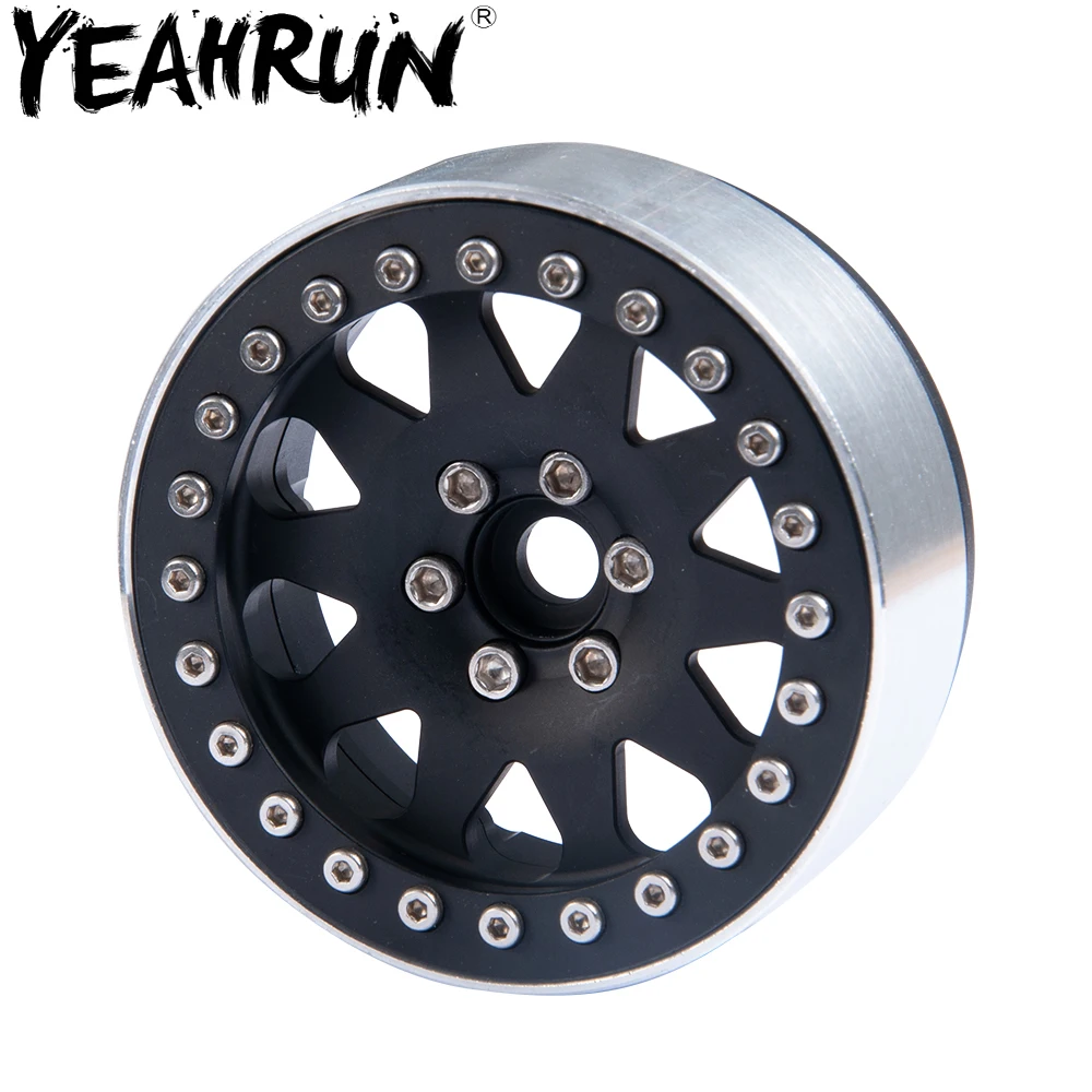 Колесные диски YEAHRUN черного цвета 2 дюйма из сплава Beadlock для 1/10 SCX10 Wraith RC