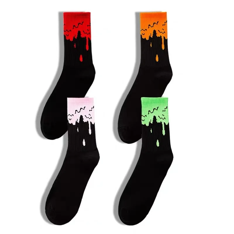 Носки унисекс модные хлопковые в стиле хип-хоп с красным пламенем огнем