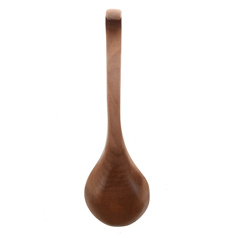 

Home Kitchen Tableware Hook End Design Brown Wooden Soup Ladle 11.4