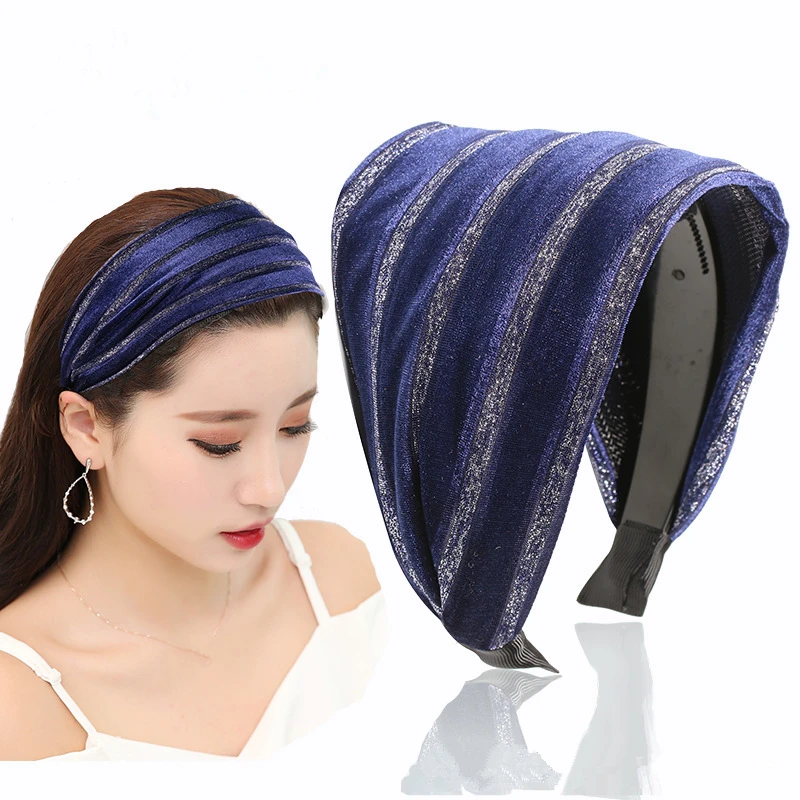 Женская бархатная широкая повязка на голову модная пластиковая эластичная