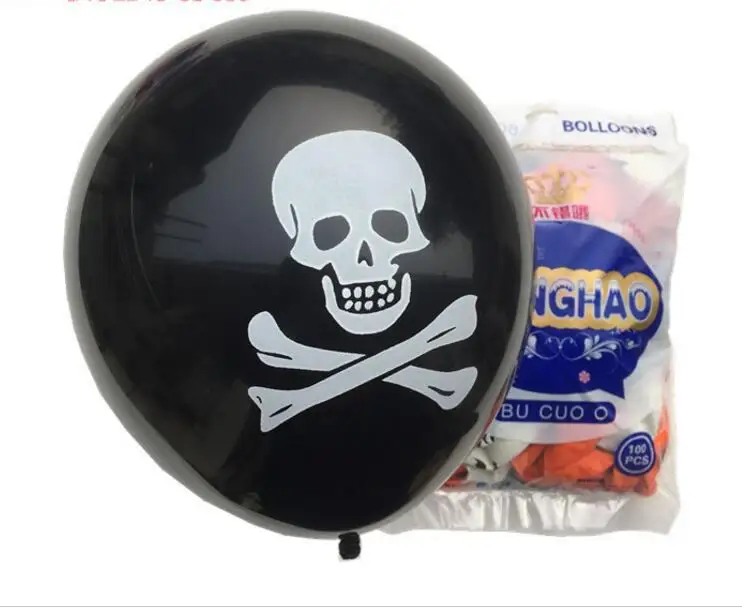 10 шт./лот пиратские рождественские черные воздушные шары на Хэллоуин Череп