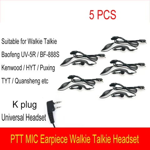 2 шт. PTT микрофон Walkie-Talkie наушники высококлассные Двухштырьковые к вилка радио Walkie Talkie гарнитура для Baofeng BF-888S UV-5R
