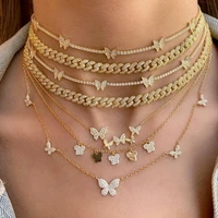 ins fairy butterfly necklace female clavicle chain european and american niche design simple cold wind stacked necklace choker