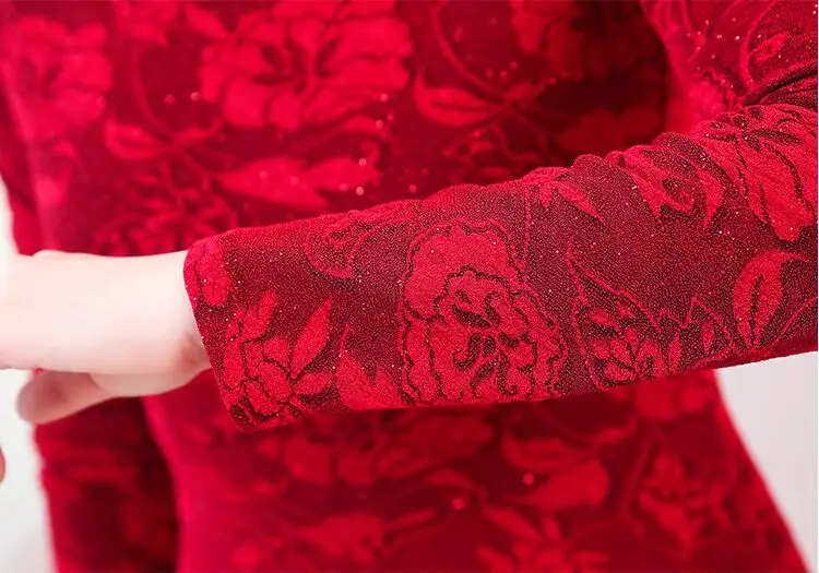 

Elegant O-neck Collar Dress Women 2021 Winter Ladies Fashion Lace Long Sleeve Office Lady Work Wear Long Sexy Dresses Vestidos