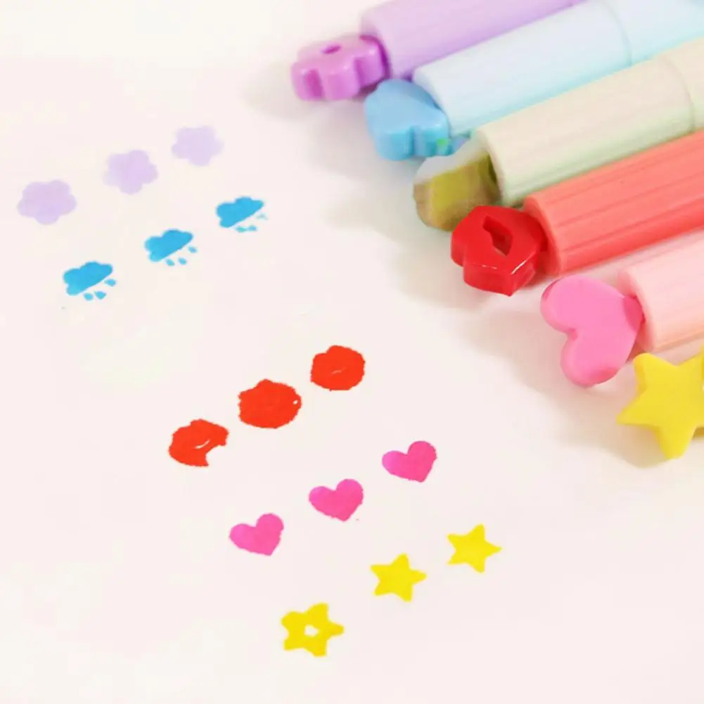 

6Pcs Cute Candy Color Stamp Highlighters Pen Creative Marking Pen Stationery