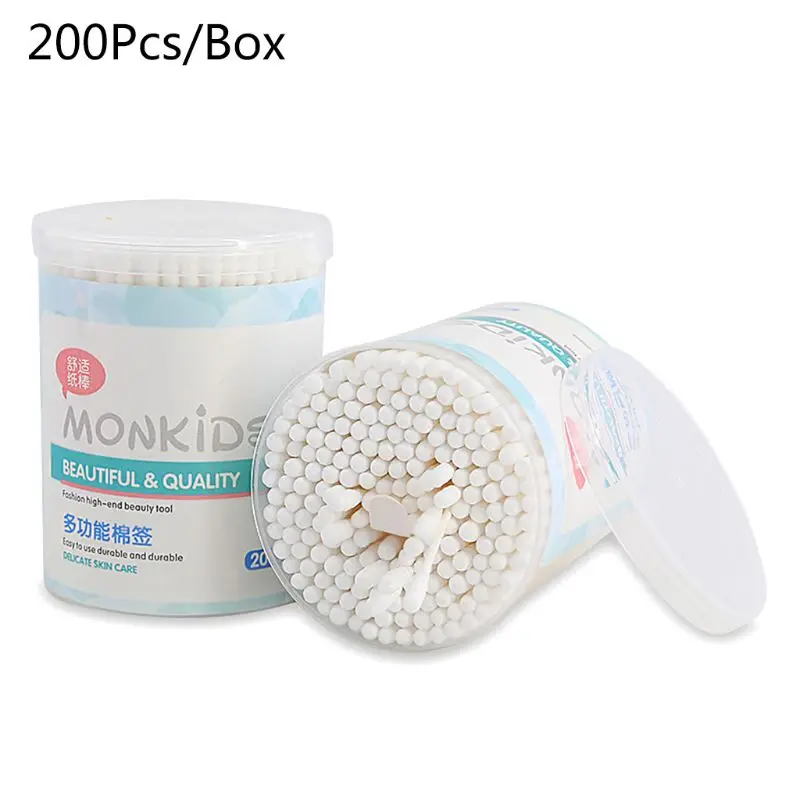 

200pcs Double Head Cotton Swab Disposable Buds Cleaning Nose Ears Tampons Makeup Beauty Tool