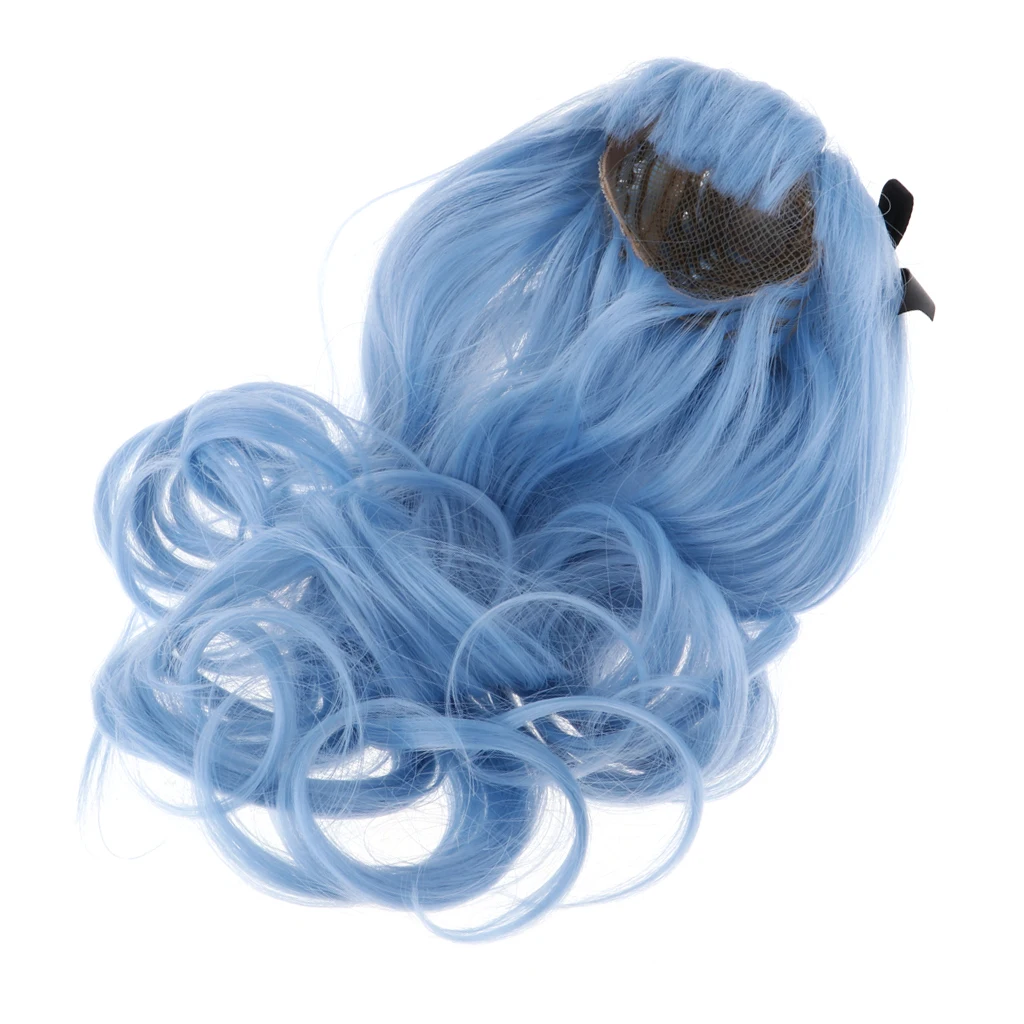 

1/3 BJD Doll Wig Anime Girl Cosplay, Blue Wavy Curly Hair 24-26cm for DOD