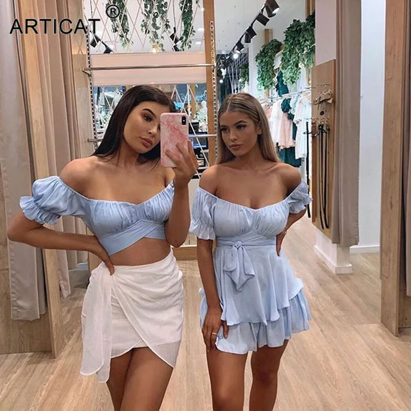 Женское винтажное платье Articat однотонное с открытыми плечами поясом коротким