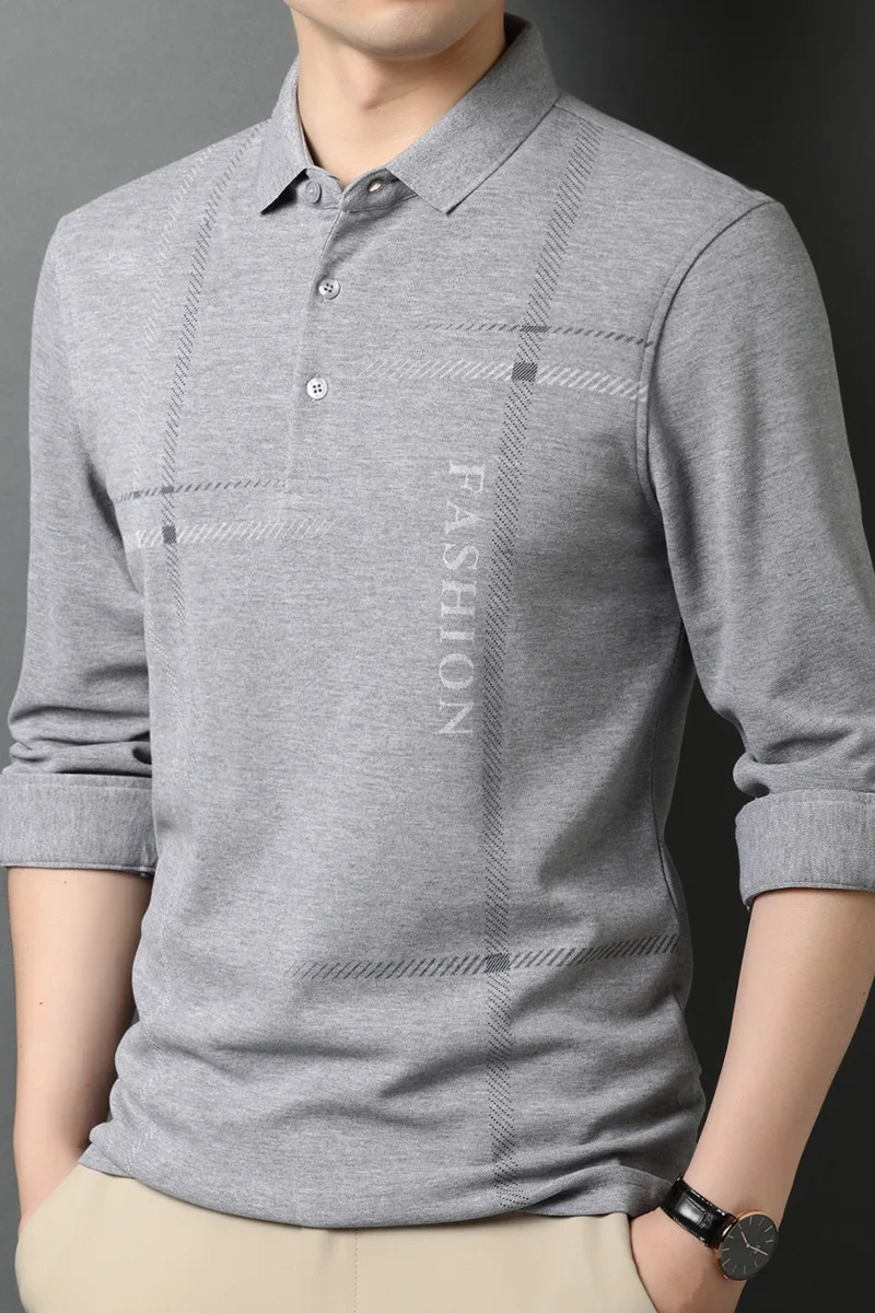 

Lapel Slim Fit Polo Shirts Long Sleeve Cotton Men Fashion Polo Shirts Casual Designer Polos De Hombre Mens Clothes DH50PL