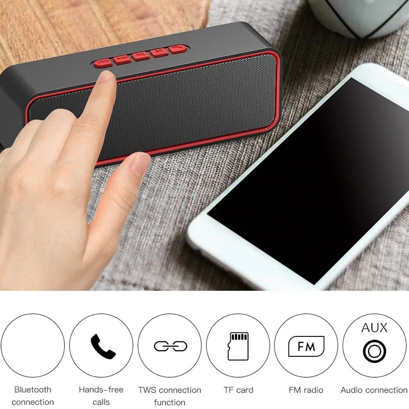 Портативная Bluetooth-колонка TWS Bluetooth 5 0 Беспроводная колонка с 3D стерео Hi-Fi басами