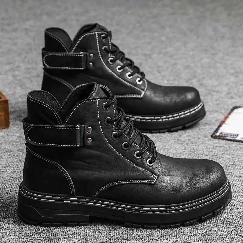 2020 зимние мужские рабочие ботинки военные британский стиль ретро средней высоты