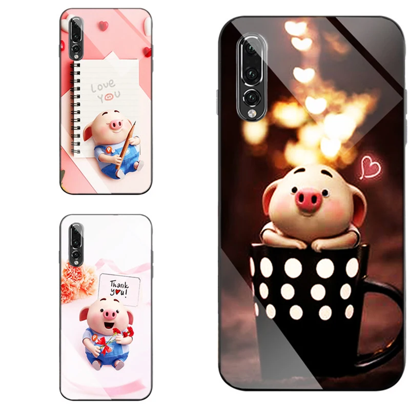 Для huawei P30 P10 P20 Mini Pro plus Deluxe закаленное стекло 3D Свинья Чехлы для mate 20 lite 10 pro nova 3i 4