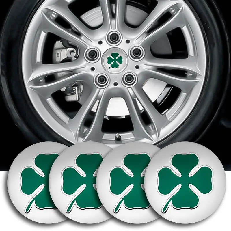 4 шт. 56 мм 3D Зеленый Клевер на удачу наклейка с логотипом автомобильный Стайлинг