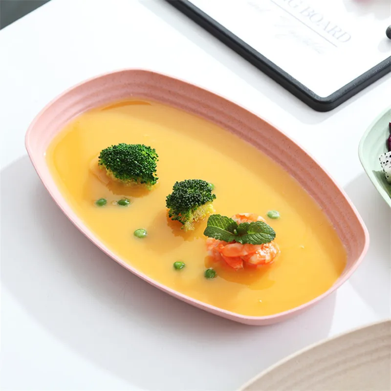 4 шт. большая тарелка из пшеничной соломы овальной формы креативные фруктовые