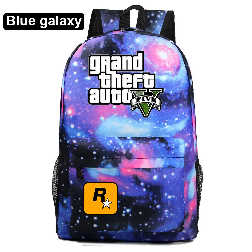 A34-23 Подарочные игры с героями мультфильмов, GTA5, клетчатая школьная сумка ярких цветов для мальчиков и девочек, женский рюкзак, школьные сумки для подростков, холщовые мужские школьные рюкзаки - Цвет: A34-23