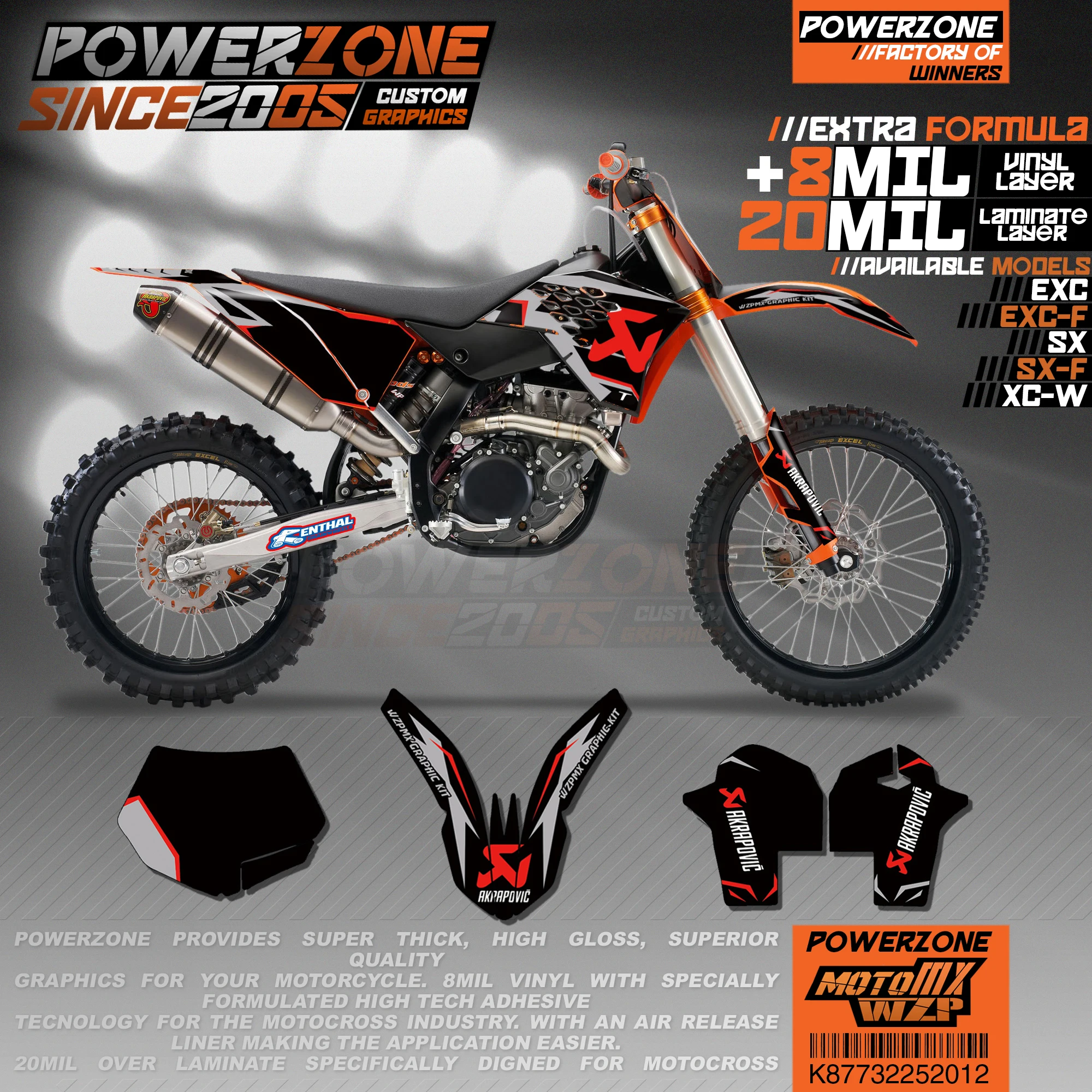 PowerZone на заказ футбольной команды Графика Фоны наклейки 3м-наклейки комплект для KTM SX SXF MX EXC XCW Enduro 125cc к 500cc 2007-2011 012