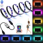 Светодиодная лента RGB 5050 с Bluetooth управлением, гибкая лампа с USB-управлением, 5 В, лента с диодами для фестивалей, комнат, компьютера, ТВ, настольного освещения