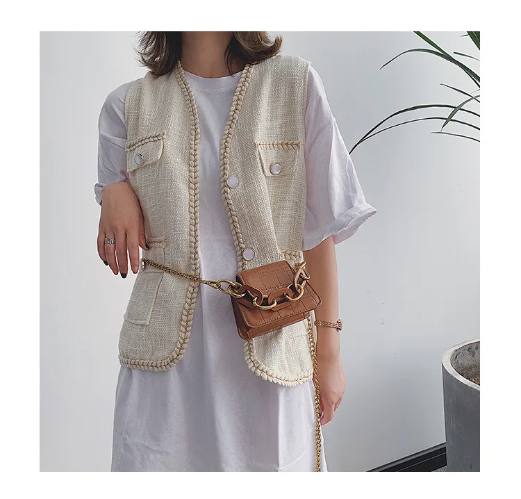 Fashion Mini Saddle Women Shoulder Bags Designer Brand Acrylic Chain Handbags Luxury Pu Leather Female Crossbody Bag Small Purse