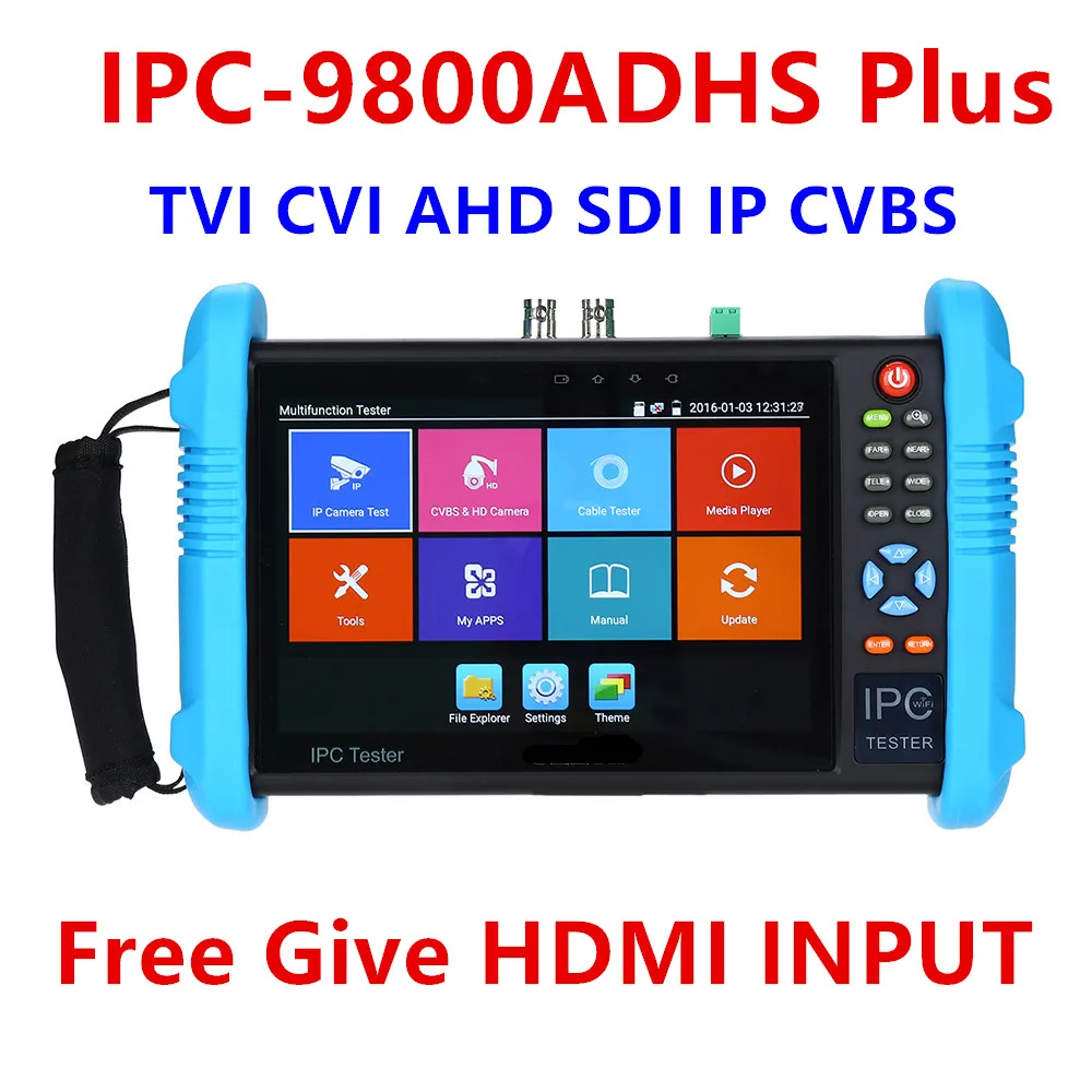 IP Камера тестер IPC-9800ADHS плюс аналоговый TVI CVI AHD вход HDMI CCTV монитора DC12V 3A 48V PoE