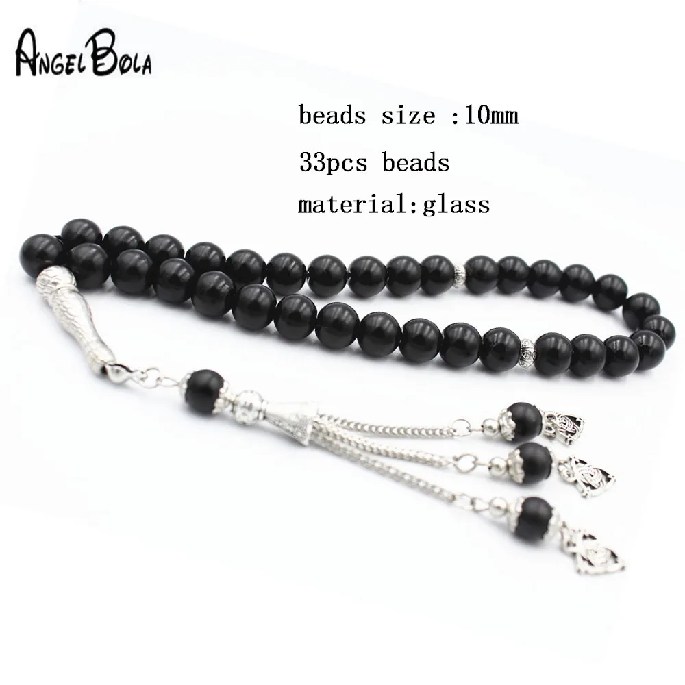 Мусульман четки черного цвета с украшением в виде кристаллов молитва бисер