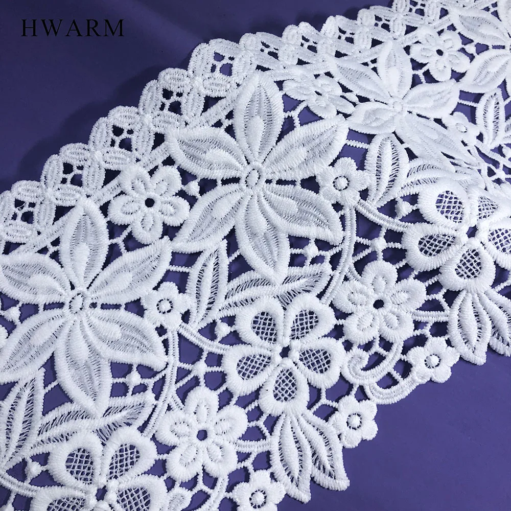 

5yard High Quality African Arts Craft Lace Fabric Ribbon Diy 15cm Flowers In Clusters Dress Accessories White Sewing Trim Women