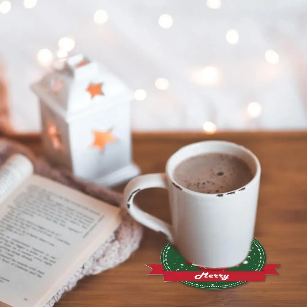 6 шт. рождественские подставки для стакана Войлок утепленная хорошо впитывают