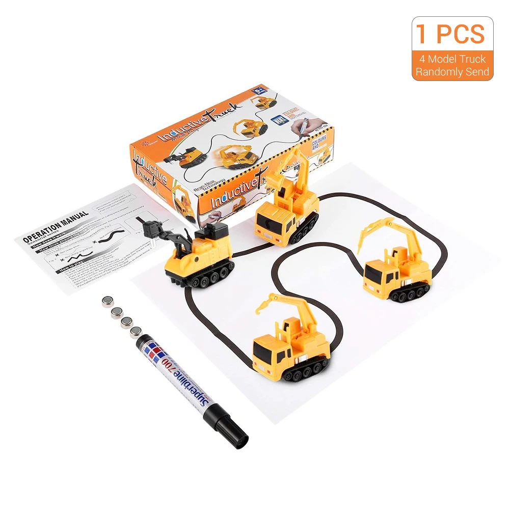 

Engineering Vehicles Mini Magic Toy Truck Children's Inductive Truck Toys Figure Tank Car Pen Draw Lines Induction Rail Car