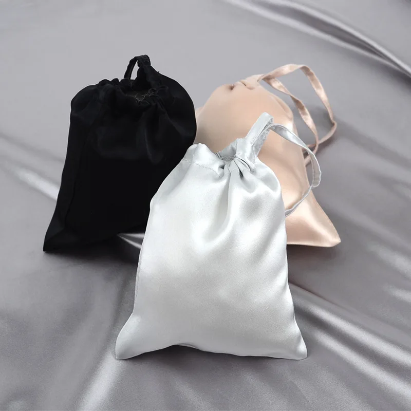 

Шелковая сумка для хранения маски для глаз Jiang Aya Boutique 19 момме, одинарный мешок на шнурке 12*15 см