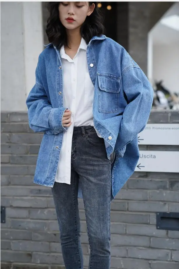 

2020 autumn new design Casual oversized Denim Jacket Women coat batwing sleeve outerwear