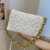 branded womens shoulder bag thick chain clutch tote bags casual pu leather flap messenger handbags for travel ladies clutch bag