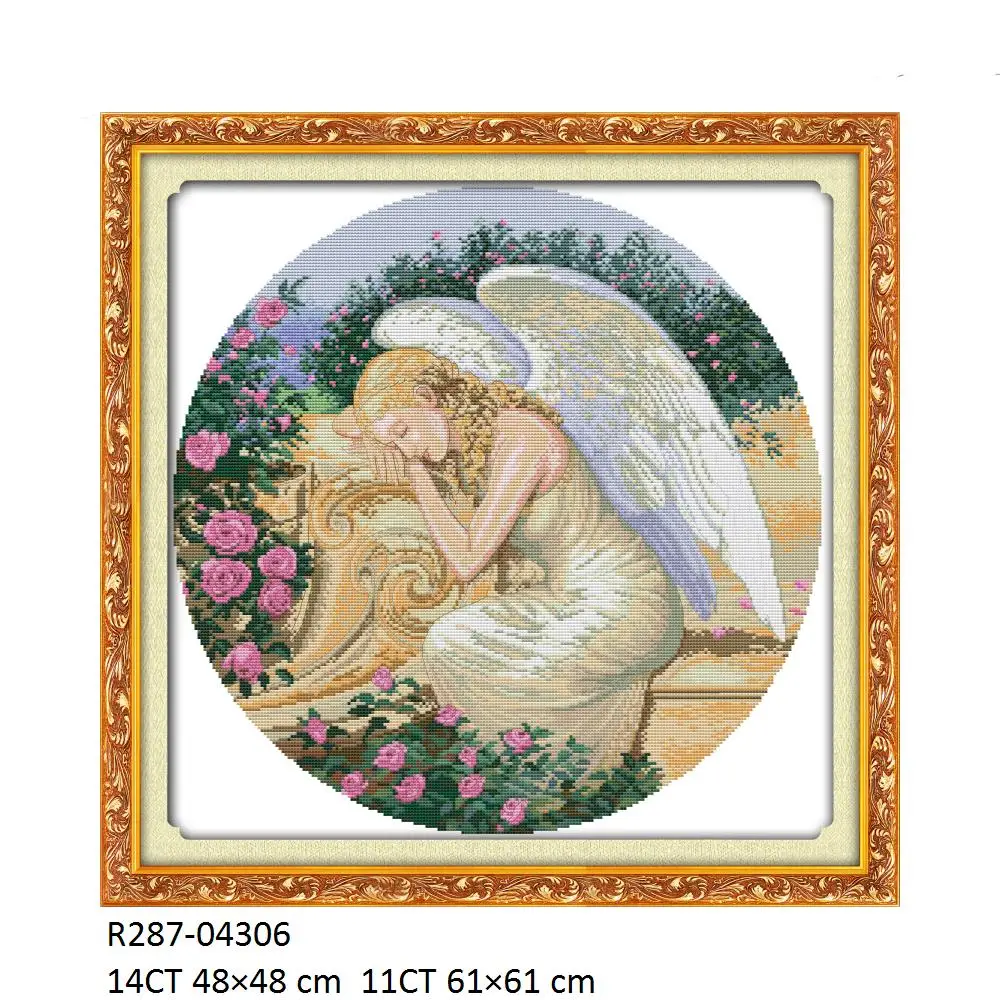 Joy Sunday R265(1)R265(2)R287R312 Home Decor Free Shipping Lovely Cherub Boy Girl Sleeping Angel Rose Cross Stitch Kits | Дом и сад