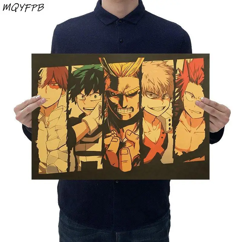

Anime My Hero Academia kraft paper retro poster home decoration painting wall sticker decoration painting gift 50.5x35cm
