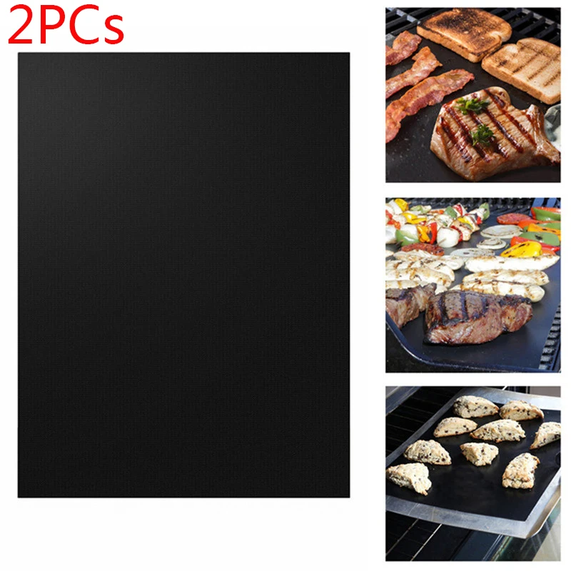Black 2PCs 1/2/3/5 шт коврик для барбекю гриля многоразовые антипригарное покрытие BBQ Пособия по кулинарии силиконовый коврик для выпечки простыни Фольга барбекю лайнера инструмент Кухня Пособия по кулинарии гаджет - Цвет: Black 2PCs