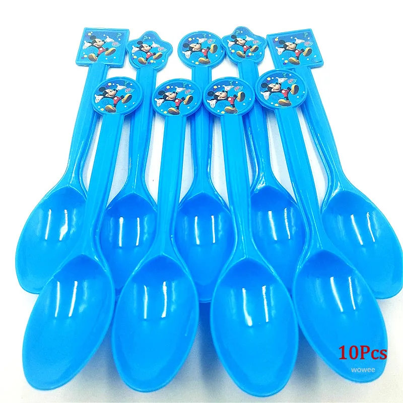 Spoons 10Pcs 10 шт. бумажные стаканчики с Микки Маусом для дня рождения, детские украшения, товары для вечеринки, детские подарки на день рождения с Микки Маусом - Цвет: Spoons 10Pcs