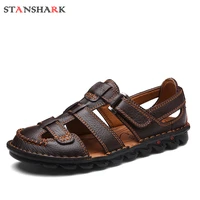 2020 new men sandals comfortable handmade genuine leather soft summer mens shoes retro sewing casual beach shoes big size 38 48