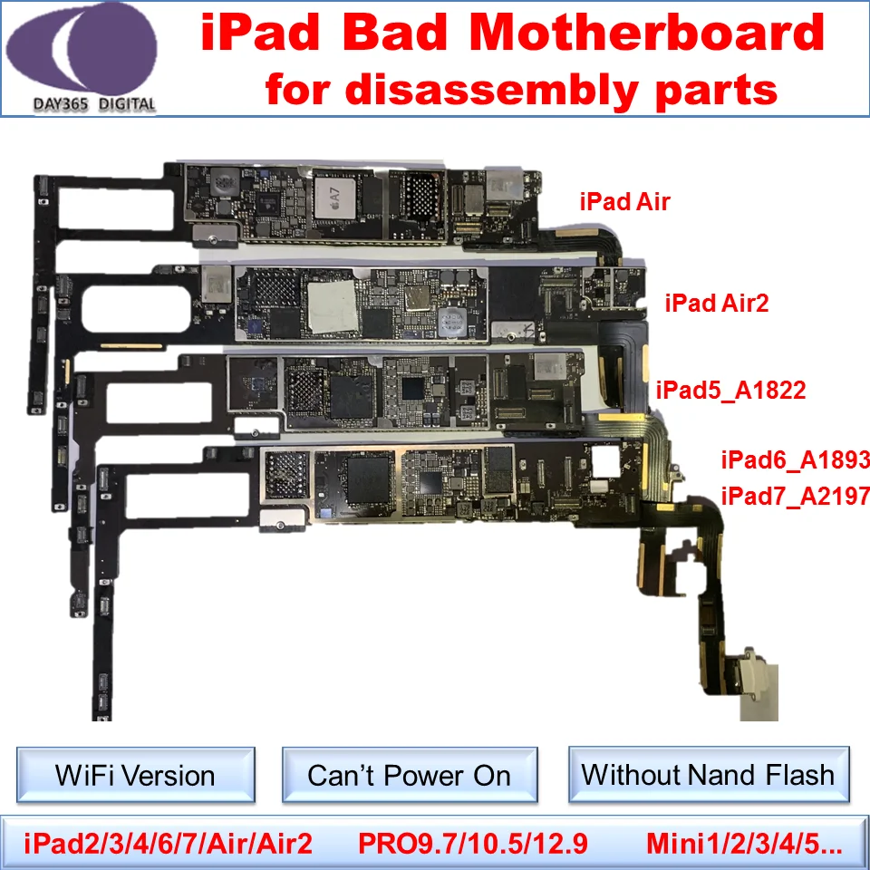 Плохая материнская плата для ipad 2 3 4 5 6 7 air mini 1 PRO 9 10 PCB без Nand разборка запчасти