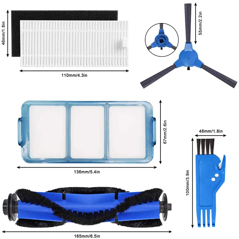 

19 Pack Replacement Parts for Eufy 11S, RoboVac 30 Vacuum Accessories Vacuum Filters Side Brushes
