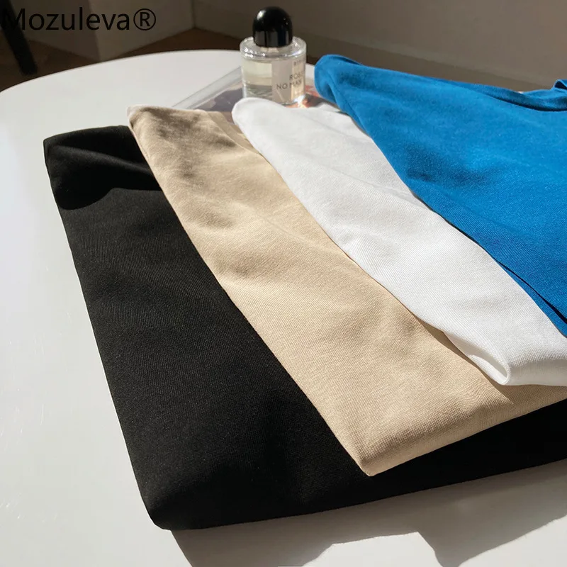 

Mozuleva Chic O-neck Puff Sleeve Women T-shirt 2021 Summer Short Sleeve Loose Female Basic Tops Shirt Girls Tees 100% Cotton