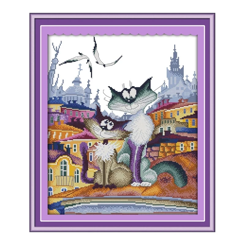 

Великолепный городской Кот пустая Вышивка крестом наборы Счетный холст вышивка наборы 14CT 11CT DIY Ручная работа Рукоделие Ремесла домашний де...