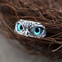fashion creative owl ring multicolor cat eyes charm vintage rings for men women simple design wedding rings jewelry gifts