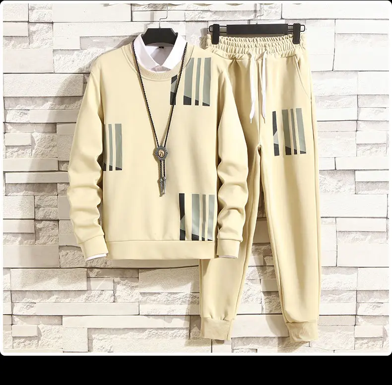 Мужской Бархатный спортивный костюм повседневный плотный из двух предметов с