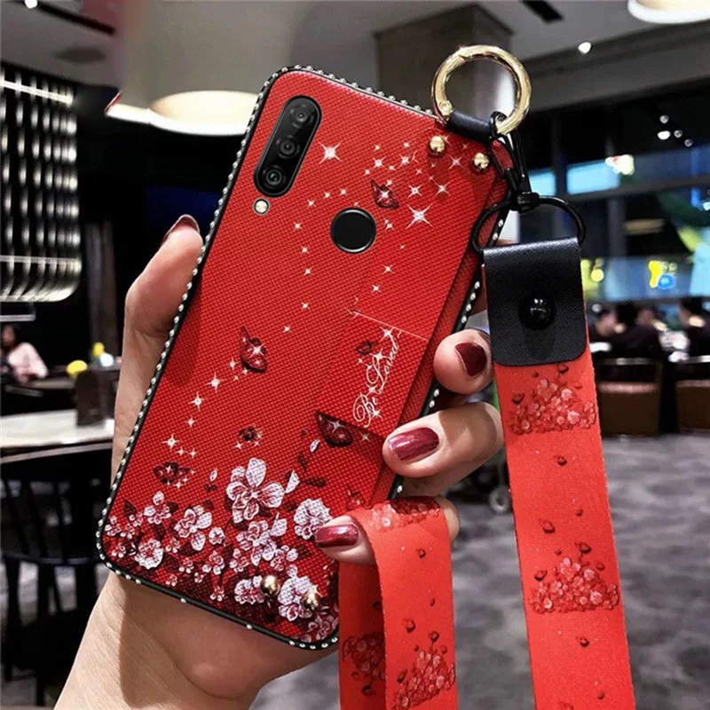 Чехол с ремешком на запястье для Huawei P10 P20 Lite P30 Plus Pro Mate20 30 Y5 Y6 Y7 Y9 2017 2018 2019 Y6Prime Y7Prime