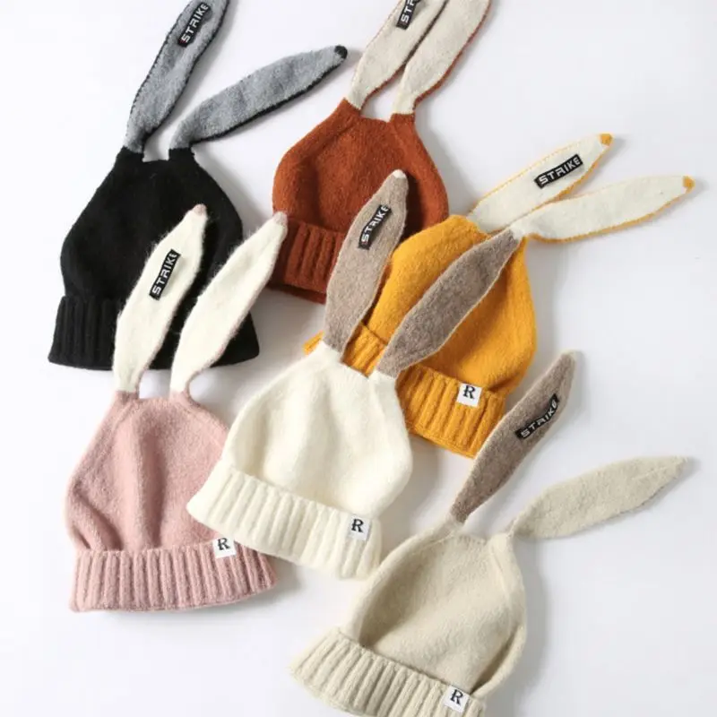 

2021 Kids Girl&Boy Baby Children's Winter Hats Warm Knitted Cute Rabbit Long Ear Beanie Hat New 2020 Autumn Winter